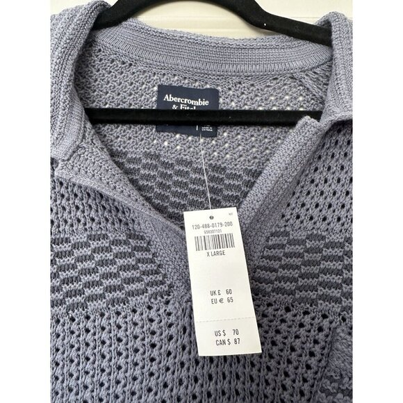 Abercrombie NWT Men's Short Sleeve Knit Polo in Blue Size XL - Picture 2 of 7